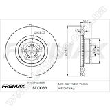 Диск тормозной передний Fremax BD-0033